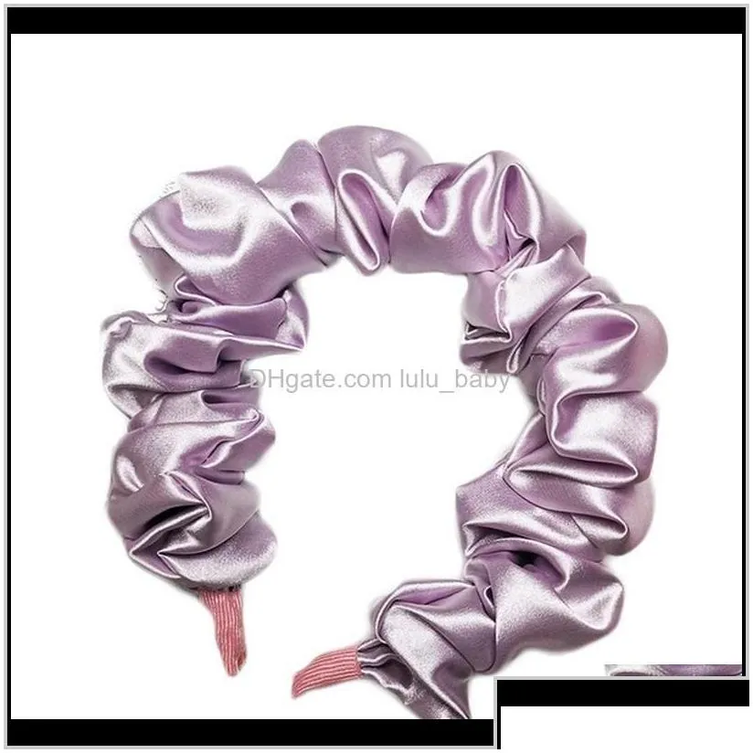 bt21 headband Imitation Silk Ruched Head Bezel Lady Simple Solid Color Hairband Wrinkled Hair Hoop Bandana Headbands For Women 10Pcs Uw1W6