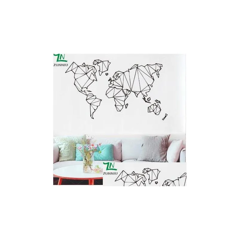 Wall Stickers Abstract Map World Geography Living Room Bedroom Removable Decals Vinyl Mural Earth Sticker Home Decor Drop Delivery Ga Dhg0U