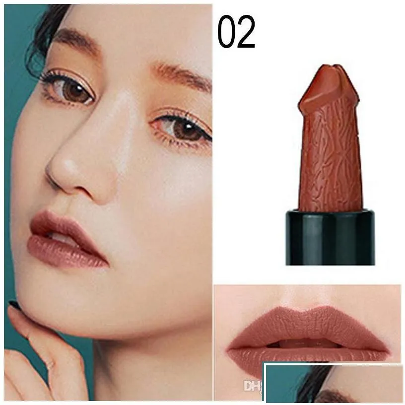 Lipstick 6Colors Mushroom Pecker Penis Willy Shaped Lip Hens Night Party Makeups Long Lasting Matte Drop Delivery Health Beauty Makeu