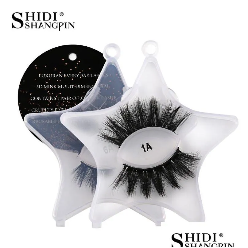 False Eyelashes 1 Pair Exaggerated Thick Eyelashes With Stars Case 3D Natural Mink Lash Colorf False Eyelash Tapared Crisscross Winged Dh5Ik