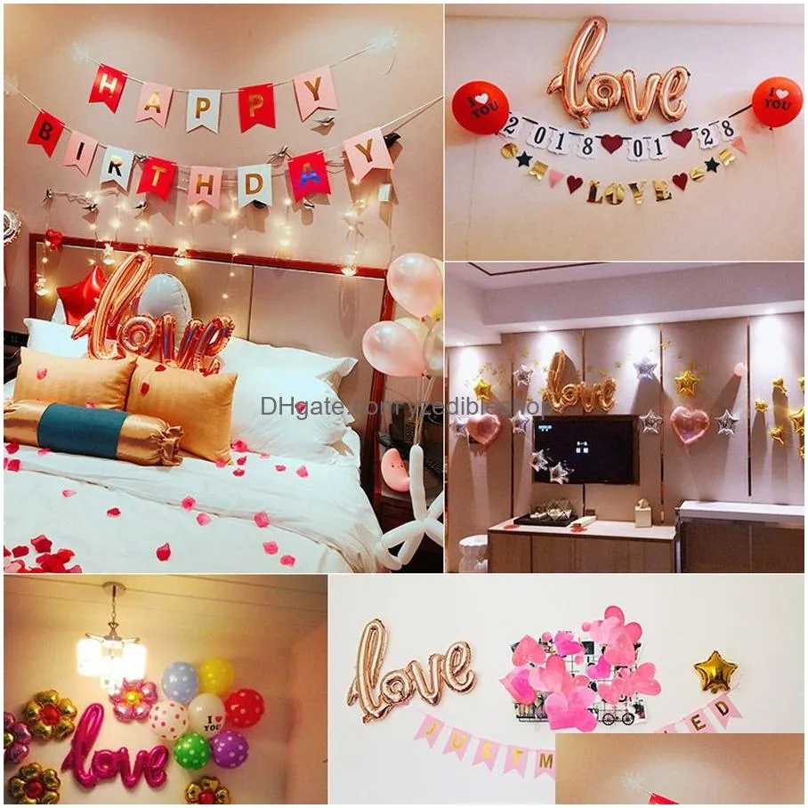 love shaped foil balloon valentines day party decoration love balloons wedding supplies birthday decor red gold foil balloons dh0932