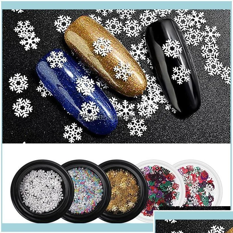 Nail Art Salon Health Beauty nail Glitter Christmas Snowflake Holographicss Sequins Glitters Gold Metal Slices H7Xat