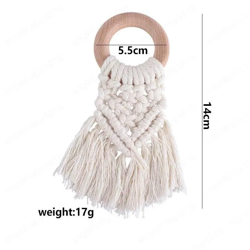 Newborn baby Teething Toys infant Teether Beech Hand-woven Cotton Rope Teethers Beech Wood toddler DIY teething stick