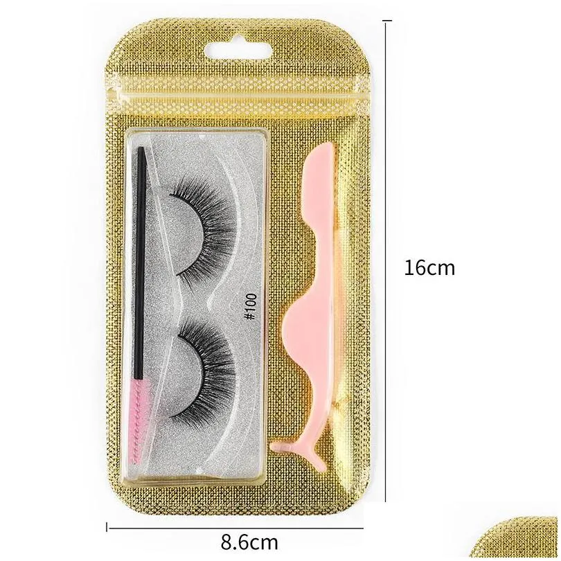 False Eyelashes 3D Lashes Pairs Of Eyelashes Wholesale Combination Lash Curler And Brush Natural Thick Make Up Beauty Eyelashe Kit Dro Dh9Pa