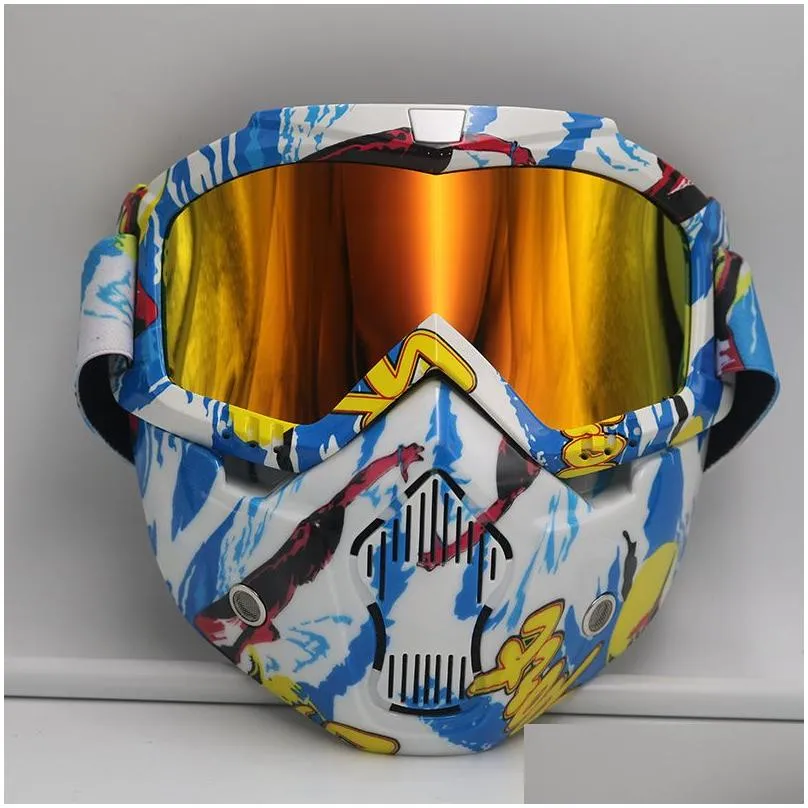 Motorcycle Goggles With Mask Motorcycle Accessrioes Moto Glasses ATV Ski Sport MX Off Road Helmet Cycling Racing Goggles 220214