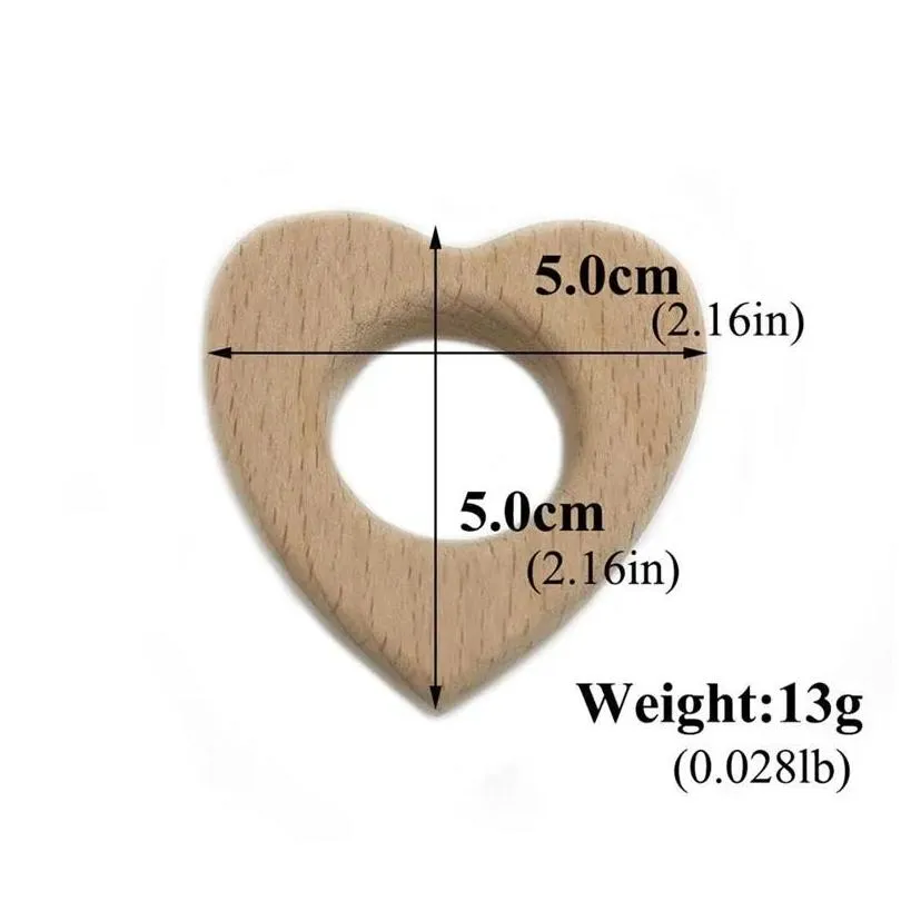 Hot Newborn Gift Baby Wood Teether Wooden Soother Heart Shape Teething Toy Organic Baby Toy Baby Pacify TeetherZZ