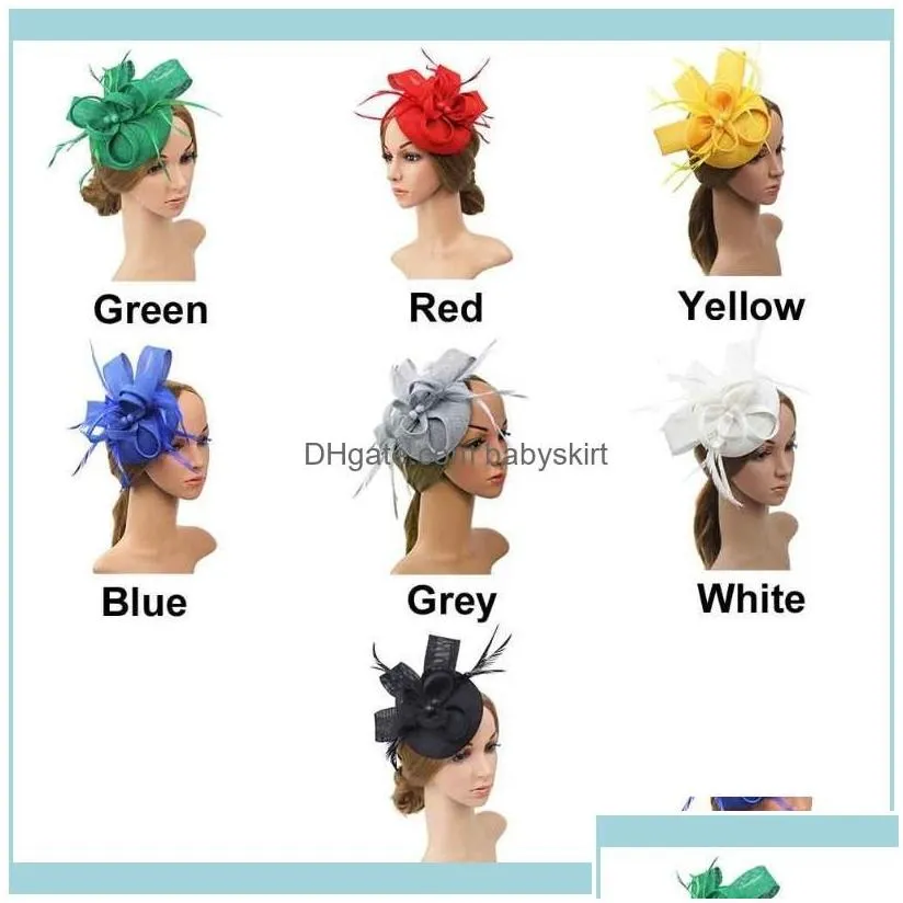 funky hairpins Aessories Tools Products women Feather Fascinator Party For Wedding Elegant Pillbox Hat Pography Gift Net Headband Headwear Cocktail