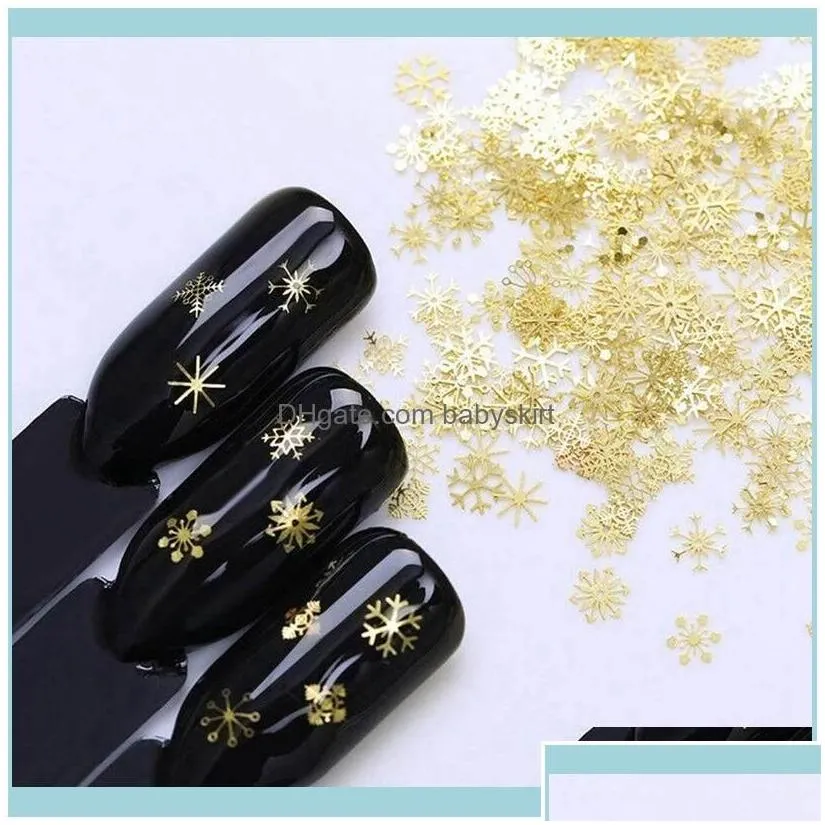 beauty sky nail decorations Art Salon Health Beautybox Hollow Out Gold Glitter Sequins Snow Flakes Mixed Design For Arts Pillette