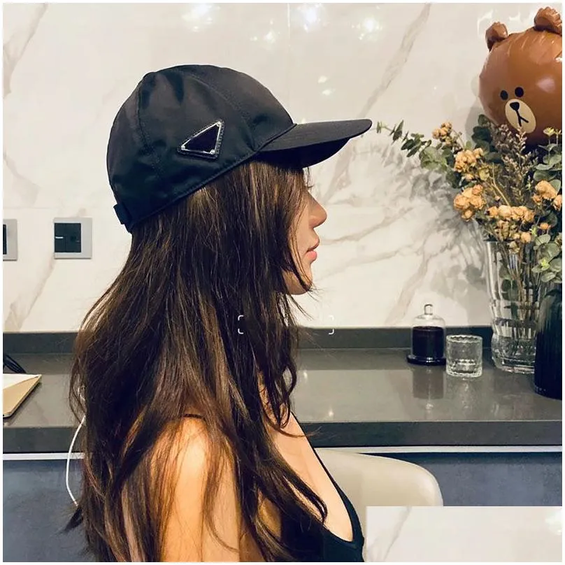 2021ss Inverted triangle metal logo Cap for Men Woman High quality version outdoor hats Baseball Caps Patchwork Summer Sun Visor