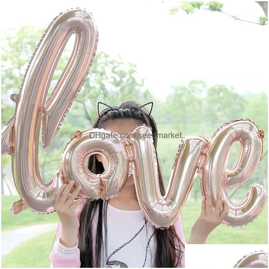 love shaped foil balloon valentines day party decoration love balloons wedding supplies birthday decor red gold foil balloons dh0932