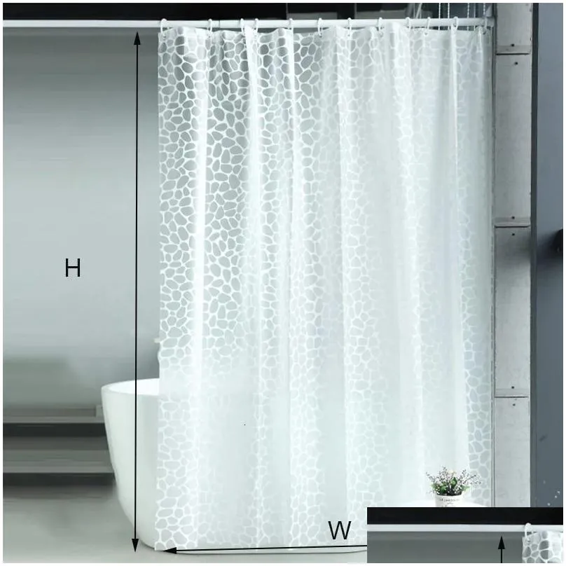 Toothbrush Holders Waterproof Shower Curtain EVA Mildew Proof Bathroom Curtains 3D Cobblestone Translucent Bathtub Partition With Hooks