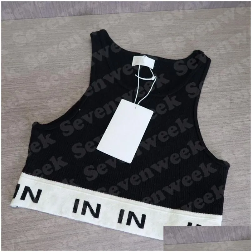 Womens Designers Knit Vest Sweaters T Shirts Designer Striped Letter Sleeveless Tops Knits Fashion Style Ladies Pullover