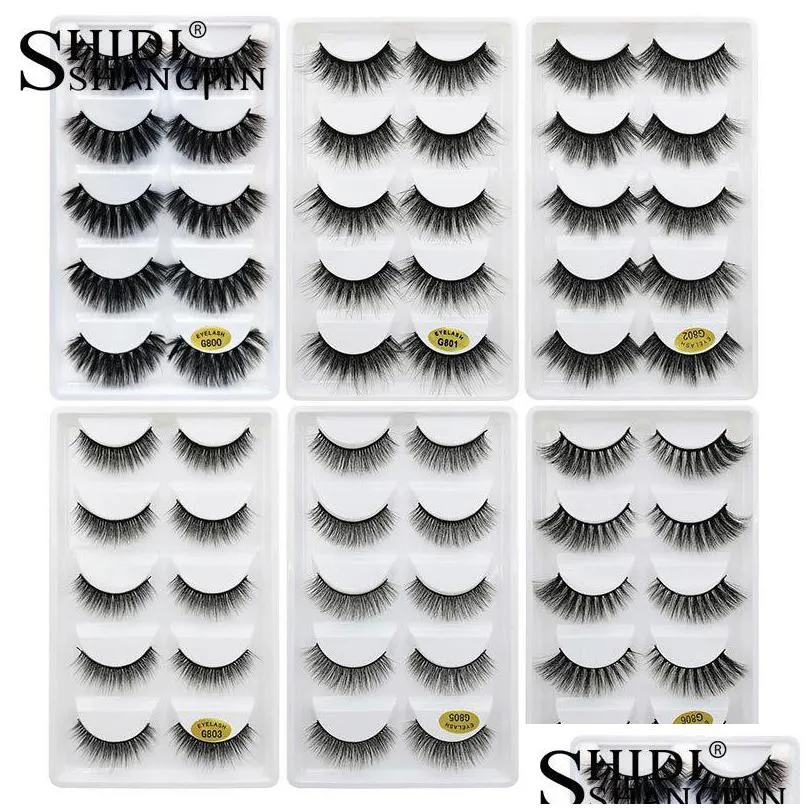 False Eyelashes 5 Pair Eyelashes 3D Mink Lashes Soft Thick Eyelash G800 Crisscross Winged Natural Long No Fall Off Makeup Wholesale La Dhmon