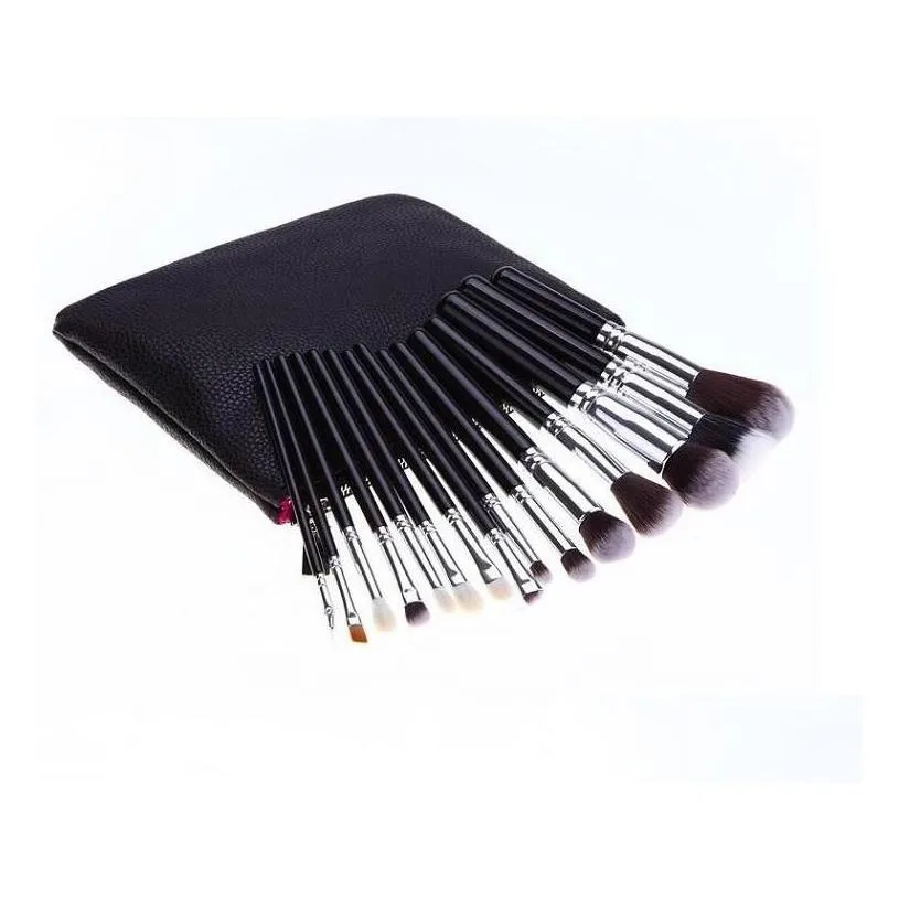 Makeup Brushes Brush 15Pcs/Set With Pu Bag Professional For Powder Foundation Blush Eyeshadow Drop Delivery Health Beauty Tools Acces