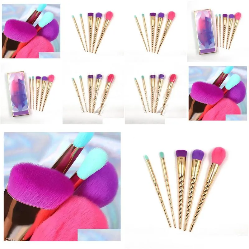 Makeup Brushes Professional Glam 5Pcs Makeup Brush Eyeshadow Blush Powder Face Brushes Cosmetics Make Up Woman Designer Beauty Drop De Dhi97