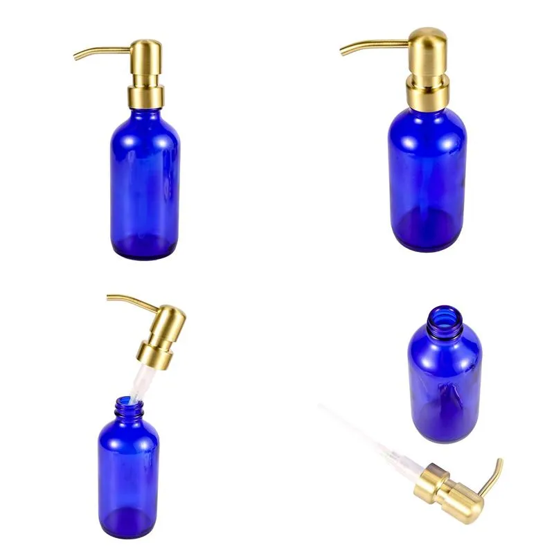 28/400 wholesale Soap Dispenser Gold Brass Rust Proof 304 Stainless Steel Liquid Pump Only for Kitchen Bathroom Jar not included