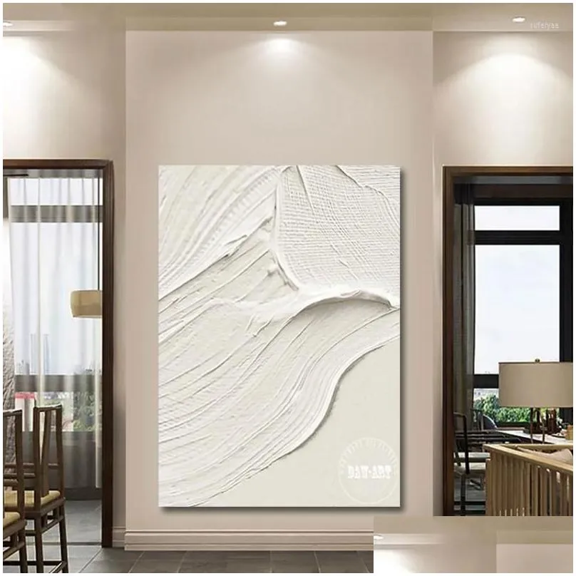 Paintings Abstract Textured Knife Oil Painting Thick Acrylic Canvas Wall Decor Art Home Decorative White Picture Artwork Unframed Dr Dhmbv