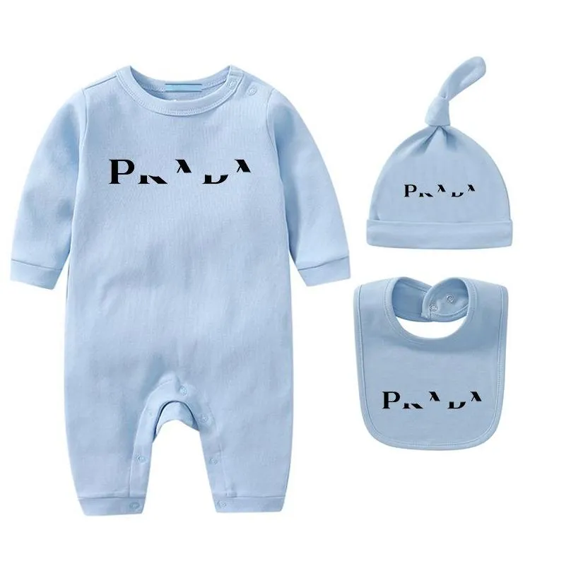 Newborn Infant Bodysuit Baby Rompers Clothing Sets With Cap Baby Bib 100% Cotton Romper Children Onesies Jumpsuits Boy Girl Clothes esskids