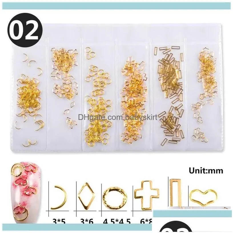 Nail Salon Health Beautynail Art Decorations Dapai Thin Aessories Summer Shell Slider Studs Mixed 3D Diy Hollow Metal Frame Gold