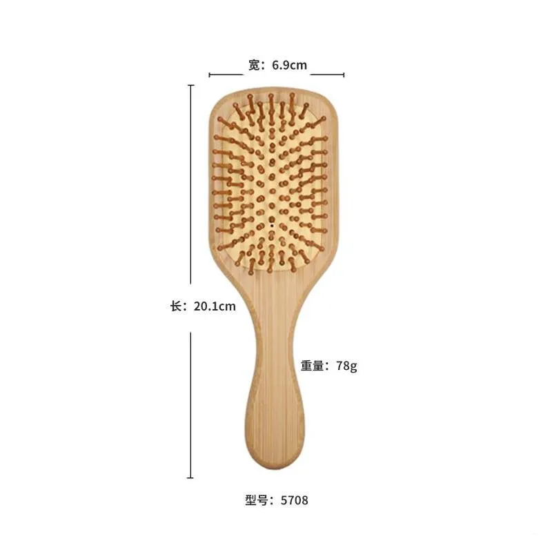 Brushes Care Styling Tools Productswood Airbag Mas Carbonized Solid Wood Bamboo Cushion Anti-Static Hair Brush Comb Jlldbh