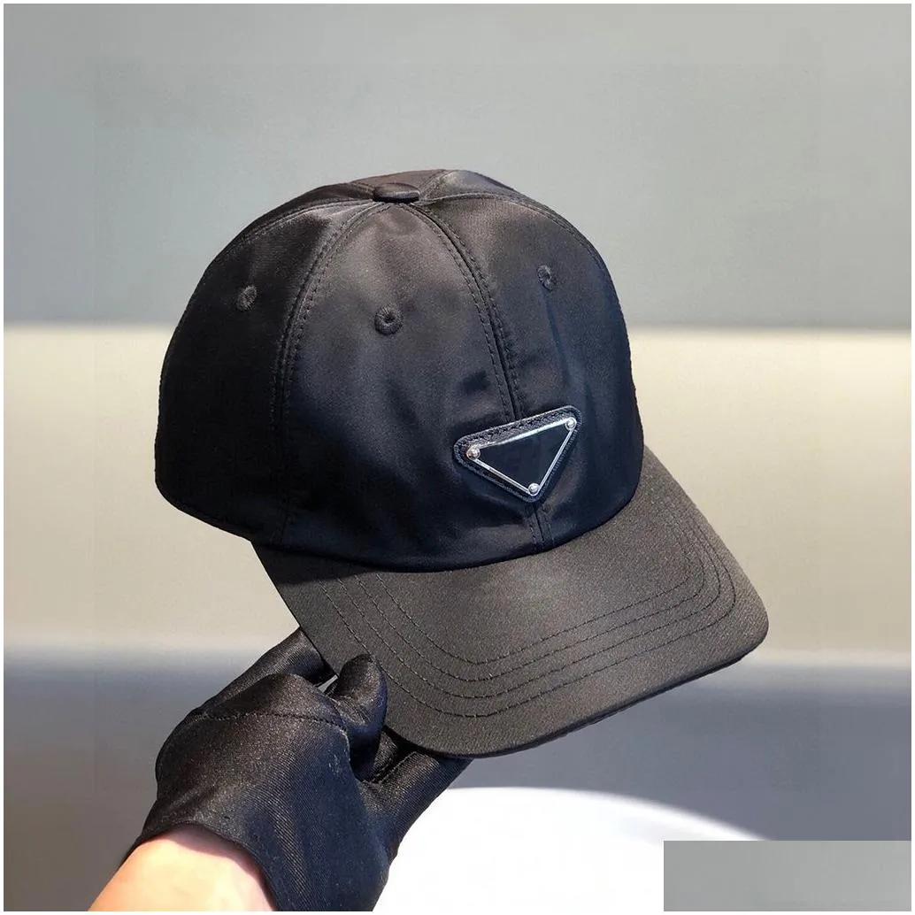 2021ss Inverted triangle metal logo Cap for Men Woman High quality version outdoor hats Baseball Caps Patchwork Summer Sun Visor