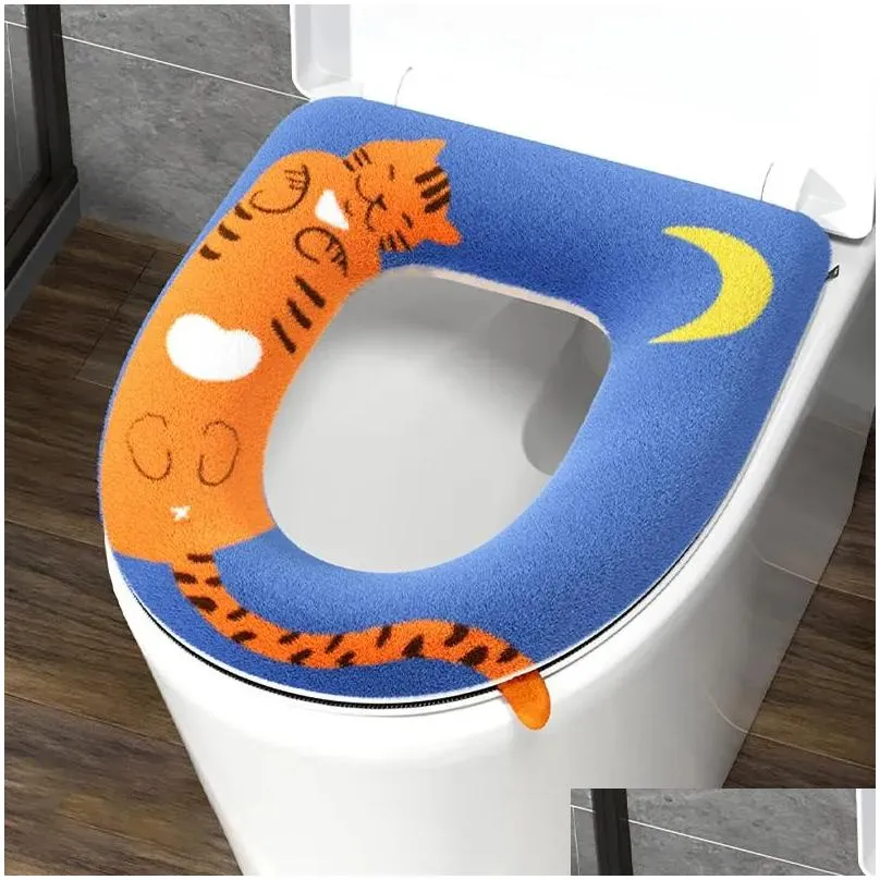 Toilet Seat Covers Thin Bathroom Rugs Thicker Cover Pads Soft Warmer Cushion Heated Floor Mat