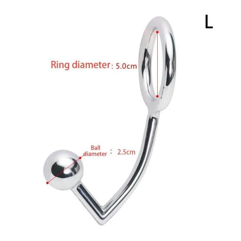Other Health Beauty Items Stainless Steel Anal Plug Metal Hook With Penis Ring For Male Chastity Lock Fetish Cock Rings Drop Delive