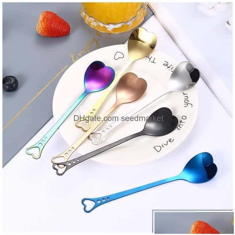 party favor love heart shaped spoon colorf ice cream coffee tea stir spoons for wedding supplies kitchen accessories drop delivery h