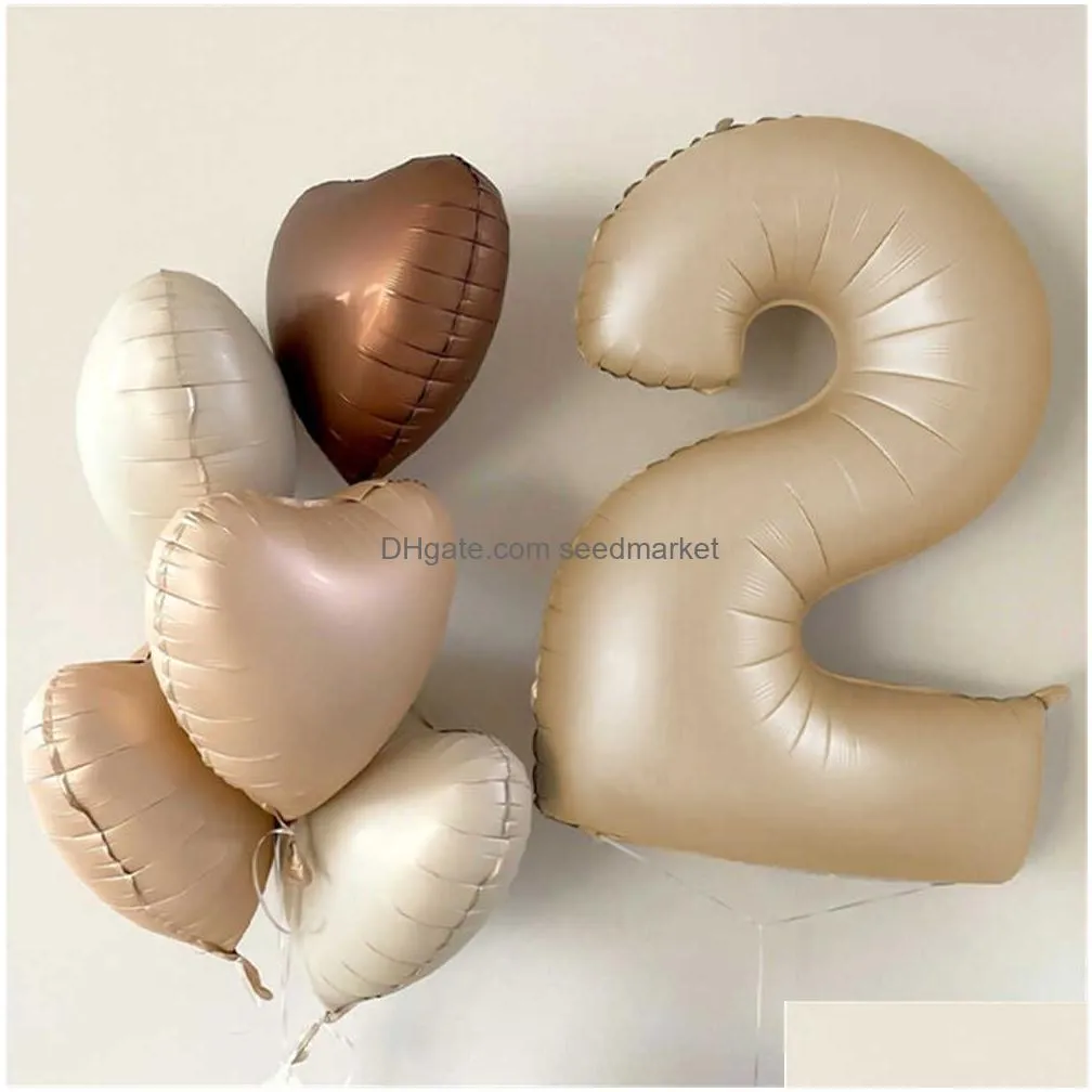 decoration 18/22 inch cream color balloons heart foil ball girl kids adult happy birthday decoration wedding supplies r230812