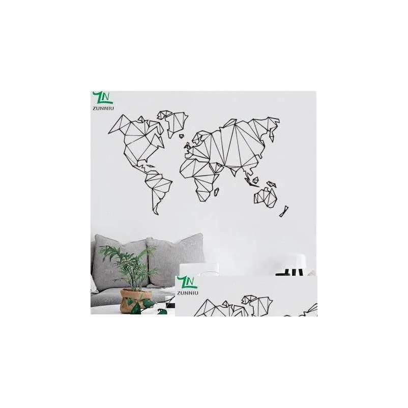 Wall Stickers Abstract Map World Geography Living Room Bedroom Removable Decals Vinyl Mural Earth Sticker Home Decor Drop Delivery Ga Dhg0U