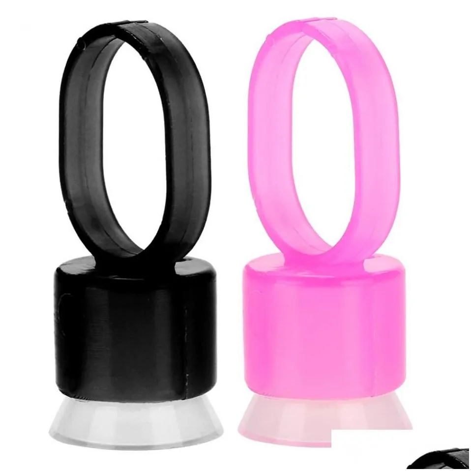 Tattoo Inks 50Pcs/100Pcs Tattoo Ink Black Pink Cap Ring Pigment Cup With Sponge Accessories Microblading Holder Drop Delivery Health B Dhvec