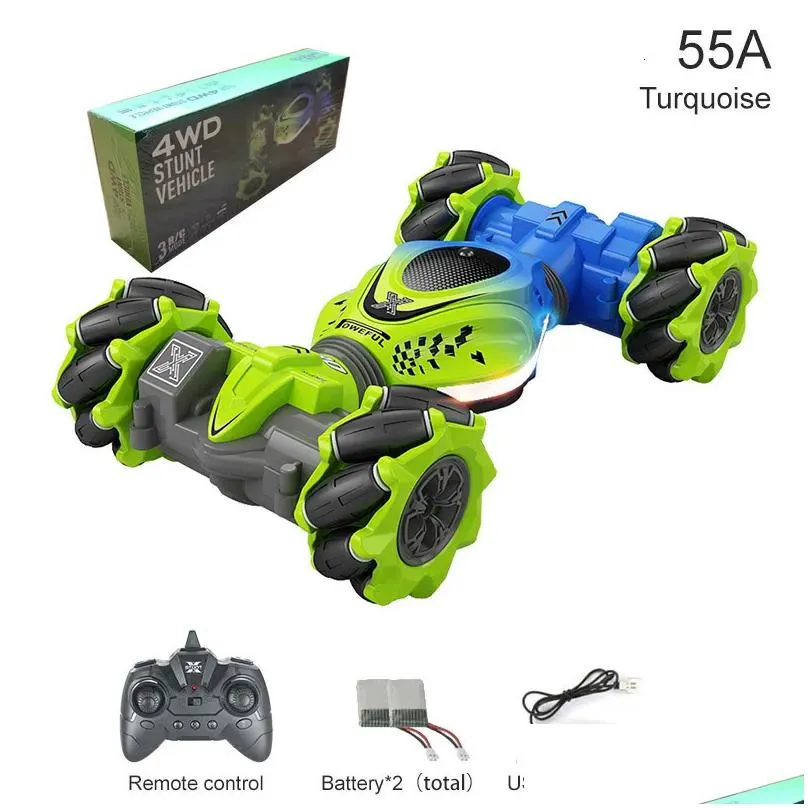 RC Robot 2023 est 4WD Stunt Car 24G Radio Remote Control Watch Gesture Sensor Rotation Gift Electronic Toy for Kids Boy 230325