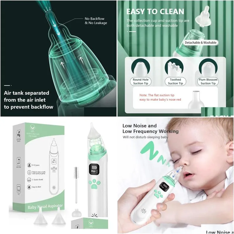 Nasal Aspirators# Electric Baby Nose Cleaner with Music Suck Snot Soft Silicone Adjustable Suction Child Nasal Aspirator Health Safety Low Noise