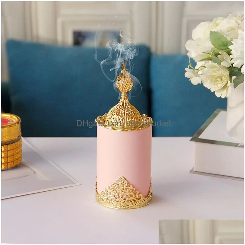 novelty items middle east arab gold metal incense stove mini small handheld incense stove home decoration incense incense holder