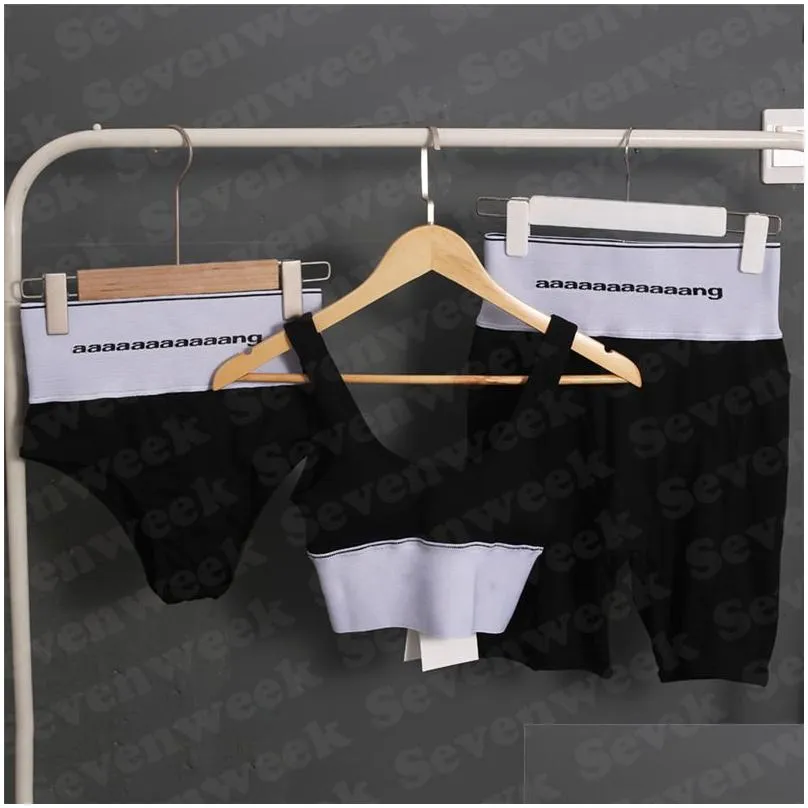 Brands Womens Bra Tanks Briefs 3pcs Set Yoga Clothes High Waist Shorts Elastic Webbing Sports Vest For Female