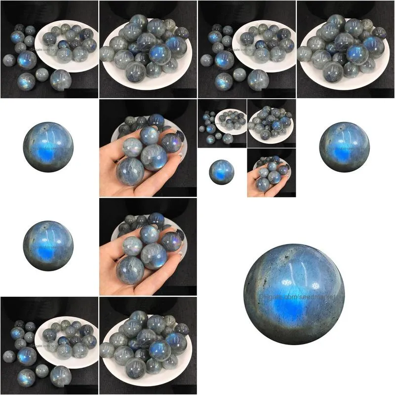 novelty items natural grey moonstone polished ball 20-30mm labradorite small round sphere healing gemstone home decor