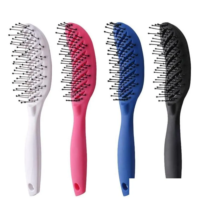 Portable Curved Anti-static Hair Massage Comb Wet Dry Dual-use Hairdressing Styling Brush Home Salon Styli sqcxAU