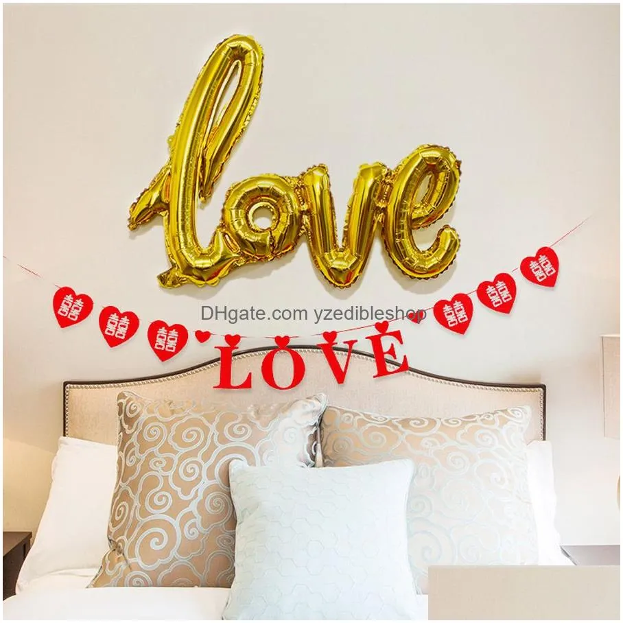 love shaped foil balloon valentines day party decoration love balloons wedding supplies birthday decor red gold foil balloons dh0932