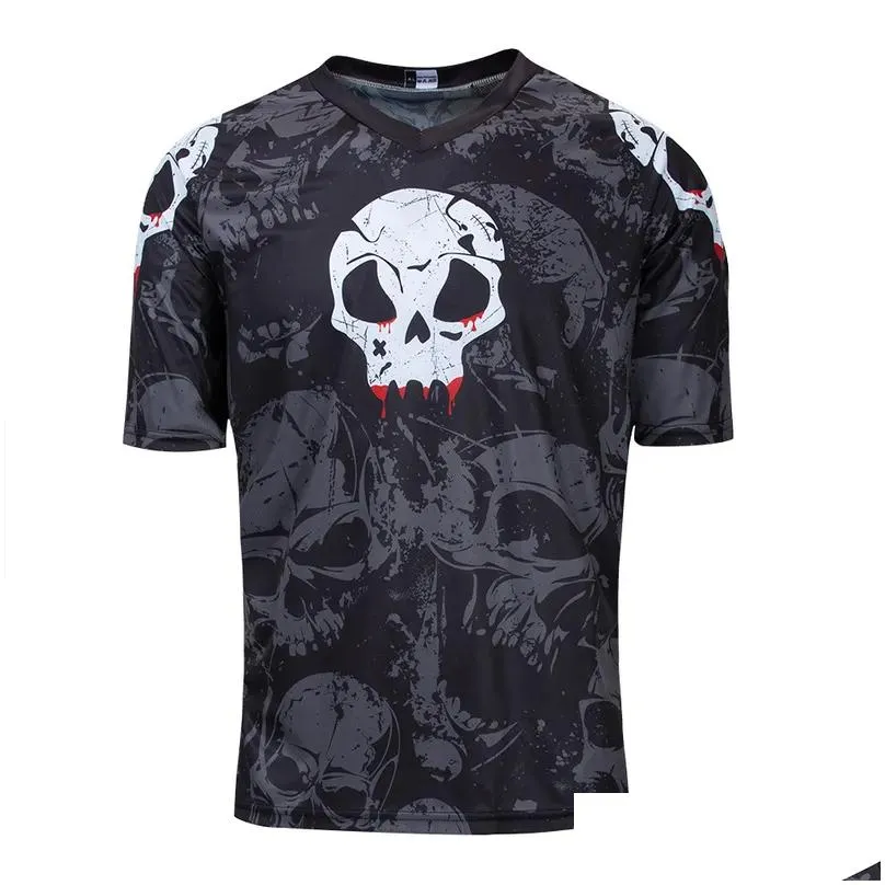 Summer Skull Downhill Jersey Men DH Mountain Bike Clothing Offroad MX Cycling Clothes MTB Bicycle T Shirt Motocross Dress Blusas