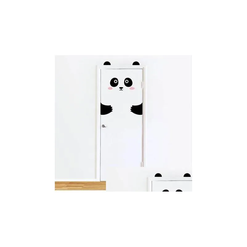 Wall Stickers 10 Kinds Of Cartoon Cute Animal Panda Cat Door Sticker For Kids Room Decoration Decals Home Decor Drop Delivery Garden Dhucy