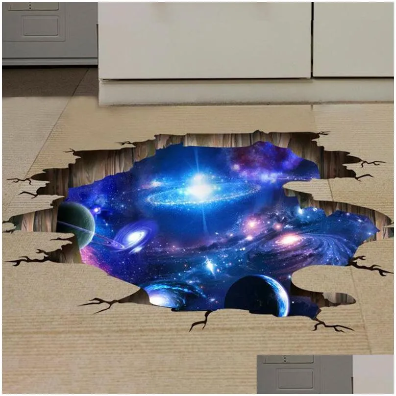 Wall Stickers Creative 3D Universe Galaxy For Ceiling Roof Self-Adhesive Mural Decoration Personality Waterproof Floor Sticker Drop Dh9Rz