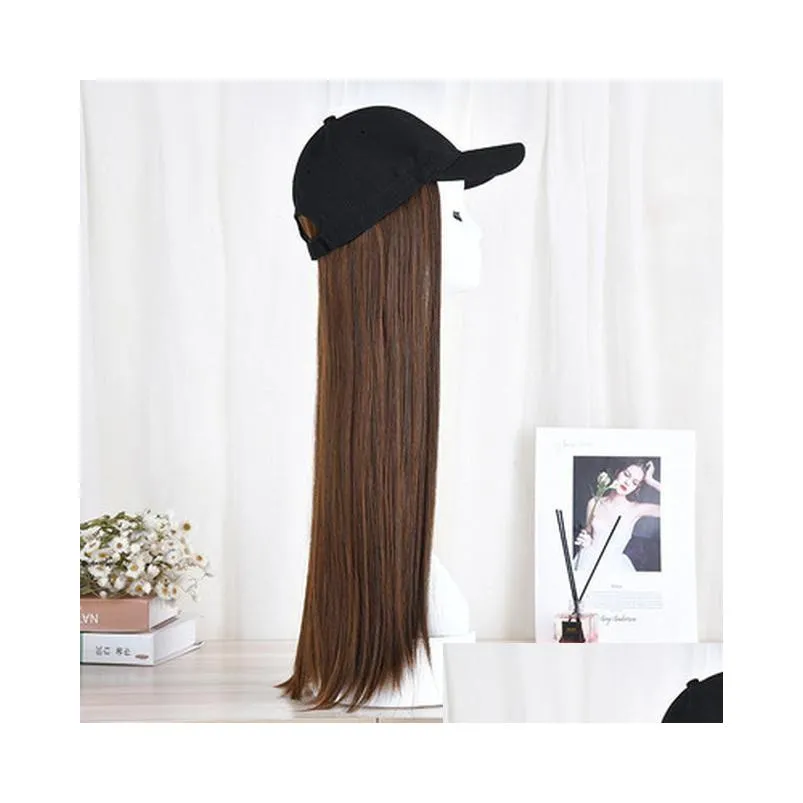 crochet braids Womens Female Baseball Hat European And American Womens Simation Hair Chemical Fiber High Temperature Silk Wig Headgear