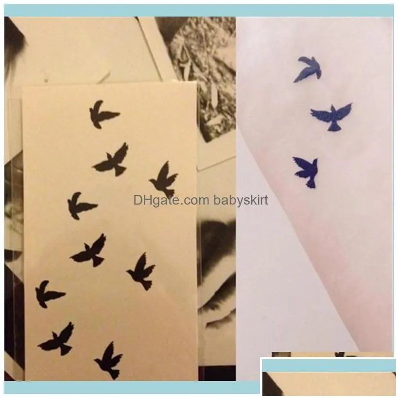 Temporary Tattoos Art Health Beauty10Cm Wrist Tattoo Disposable Design Black Birds Women Beauty Cool Girl Body Sticker For Art1 Drop