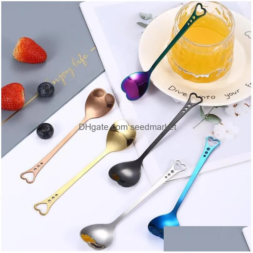 party favor love heart shaped spoon colorf ice cream coffee tea stir spoons for wedding supplies kitchen accessories drop delivery h
