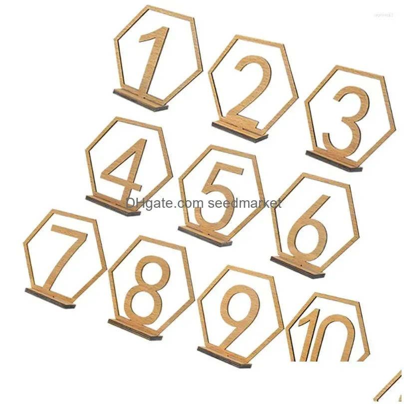 party decoration 10 pcs woodsy decor table number holders weddings dining wedding supplies wooden hexagon numbers bride