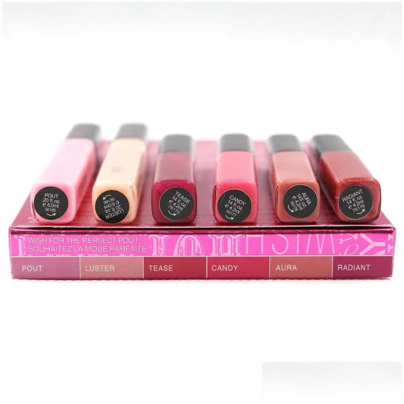 Lip Gloss 6Pcs Lip Gloss Box Fl Lips Makeup Plump Kit Holiday Style For Women Moisturizer Nutritious Hydrating Lipgloss Set Drop Deliv Dhzog