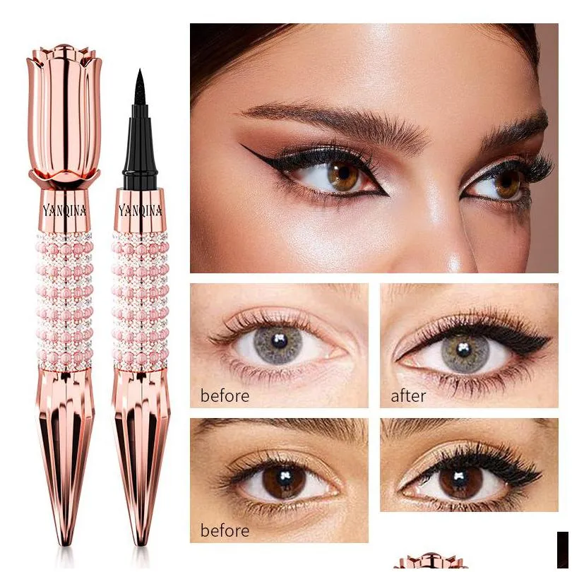 Eyeliner Queens Scepter Gold Rose Liquid Eyeliner Pen  Black Eye Liner Waterproof Sweatproof Hold 24H Long Last Fast Dry Yanqina Wh Dhklj