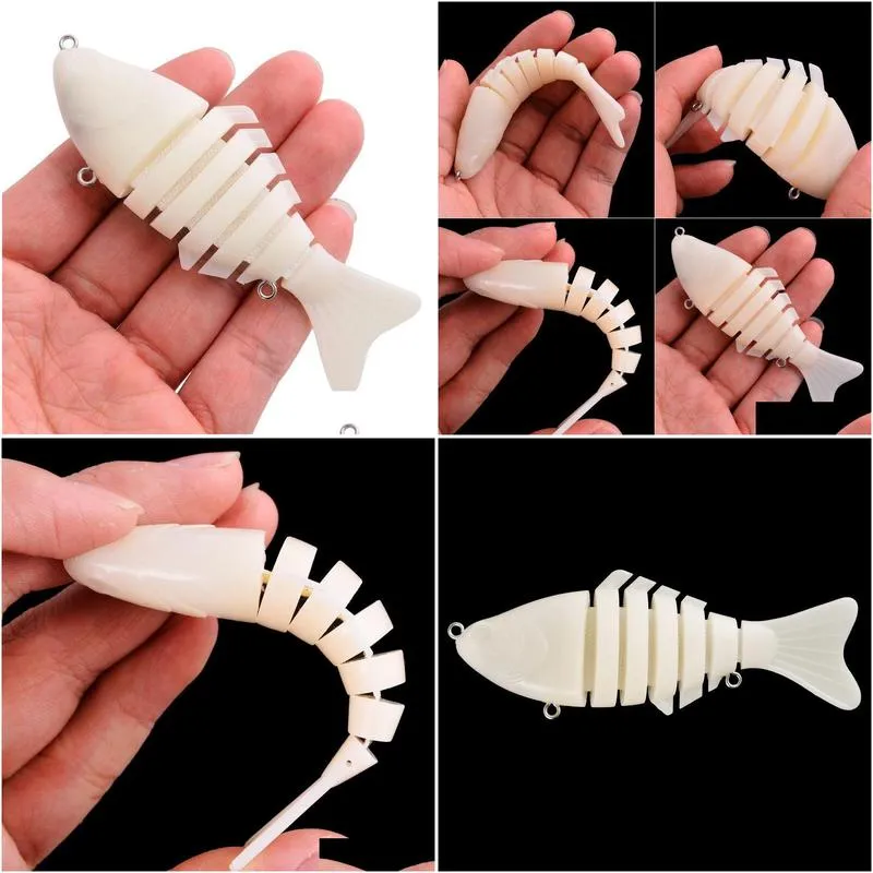 10cm 14g unpainted swimbait lure Multi Jointed fish Wobblers Lifelike Blank Fishing Lure 7 Segment Swimbait Fishing Tackle 20pcs