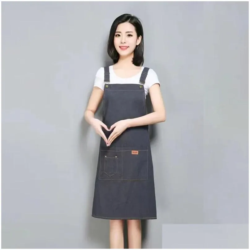 Manufacturers sell denim pure cotton aprons directly, produce and wholesale customized advertising aprons