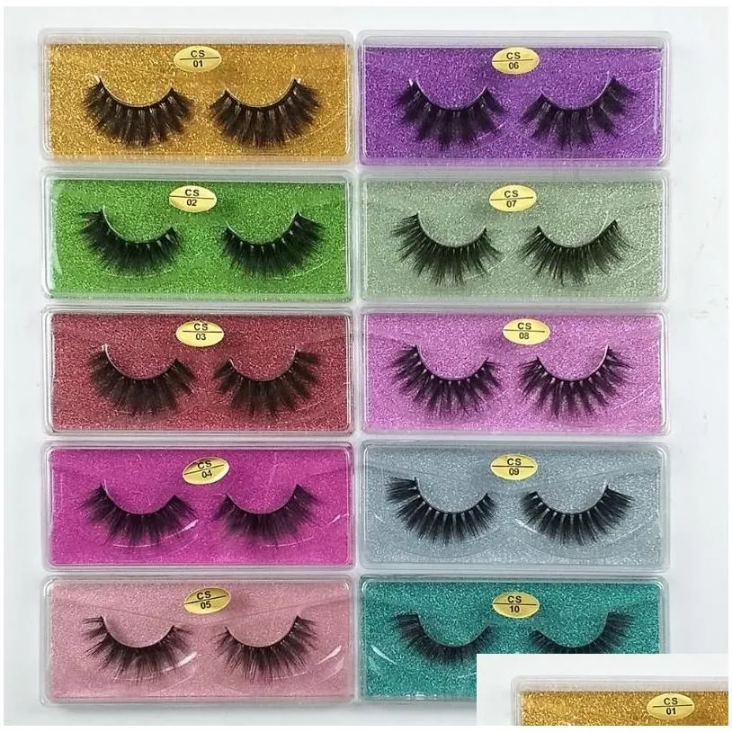 False Eyelashes Wholesale Eyelashes 30/40/50/100Pcs 3D Mink Lashes Natural False Makeup In Bk Drop Delivery Health Beauty Makeup Eyes Dhcas